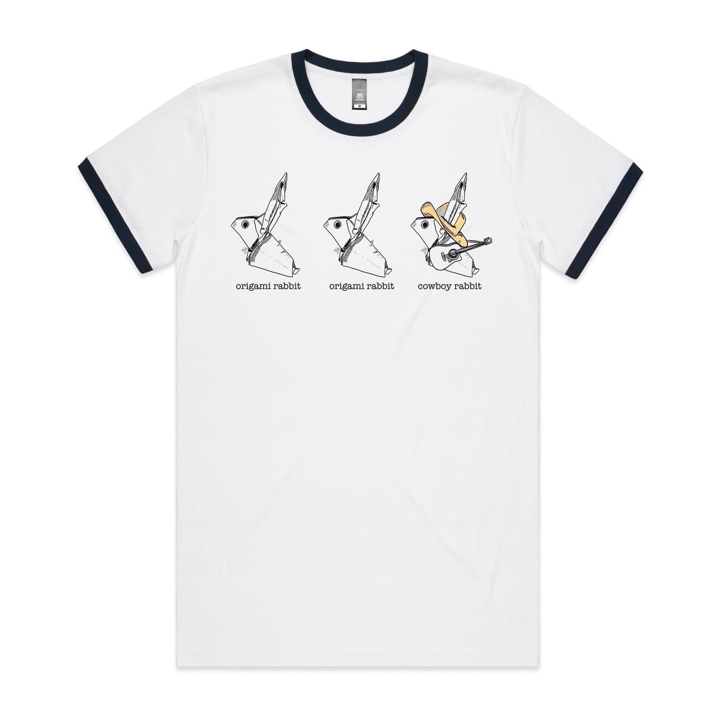 men’s ringer tee origami rabbit rabbit cowboy