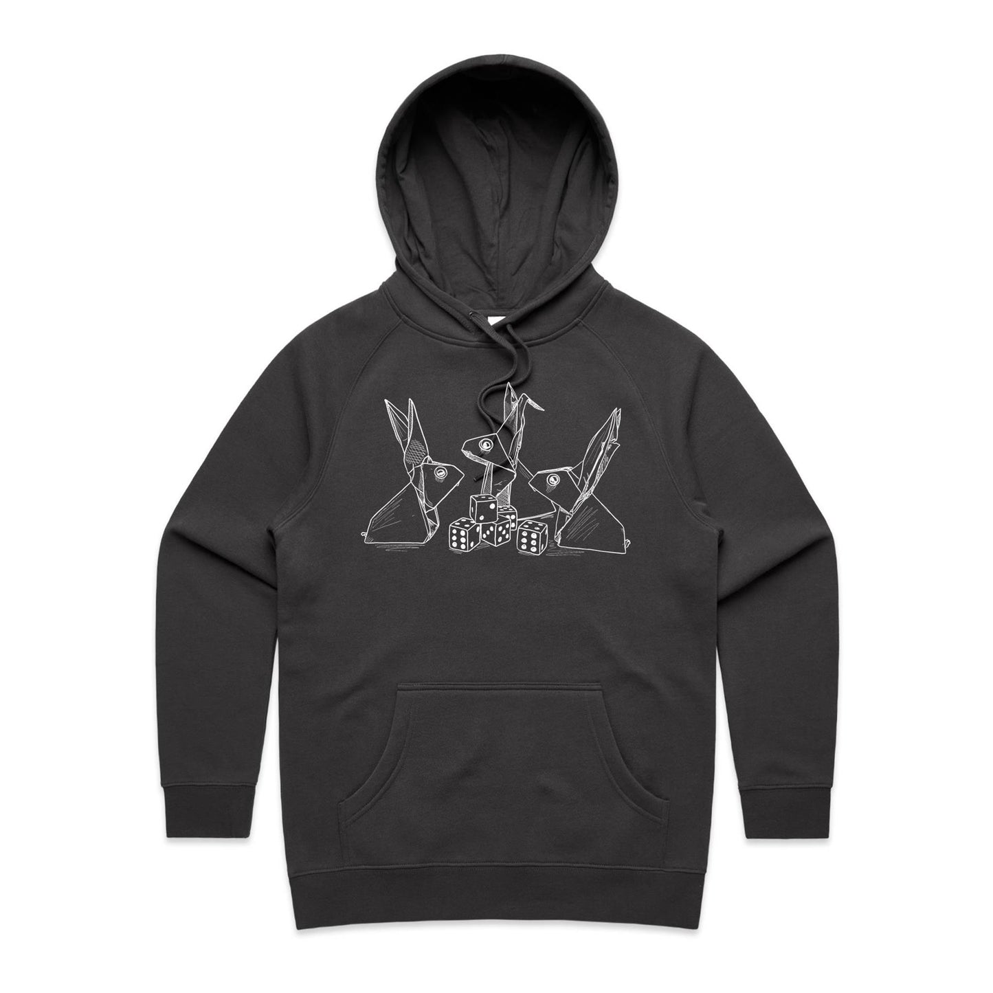 women’s hoodie origami rabbits with dice