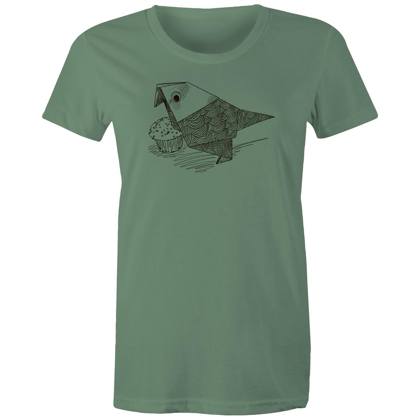 women’s tee origami bird with cake