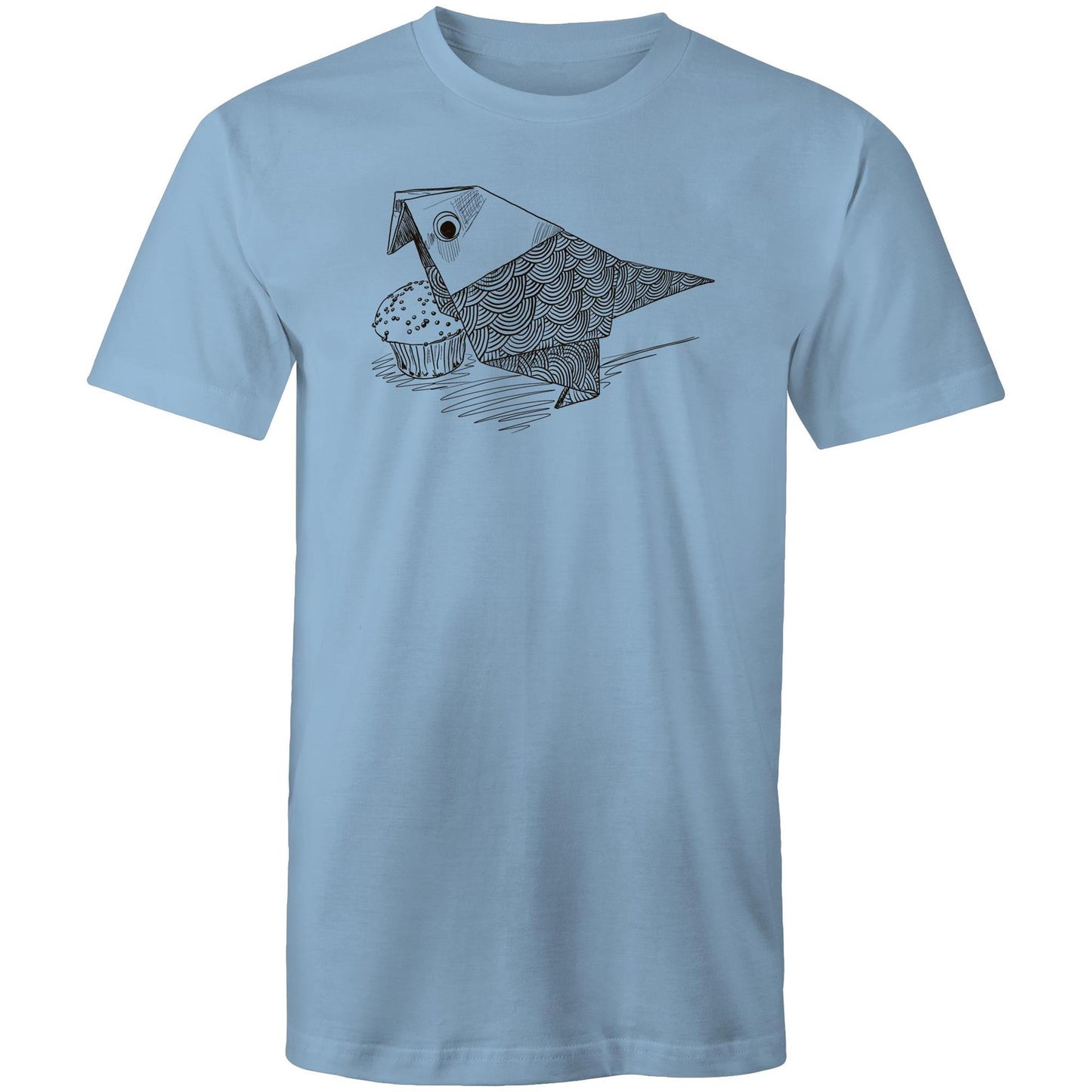 men’s tee origami bird with cake