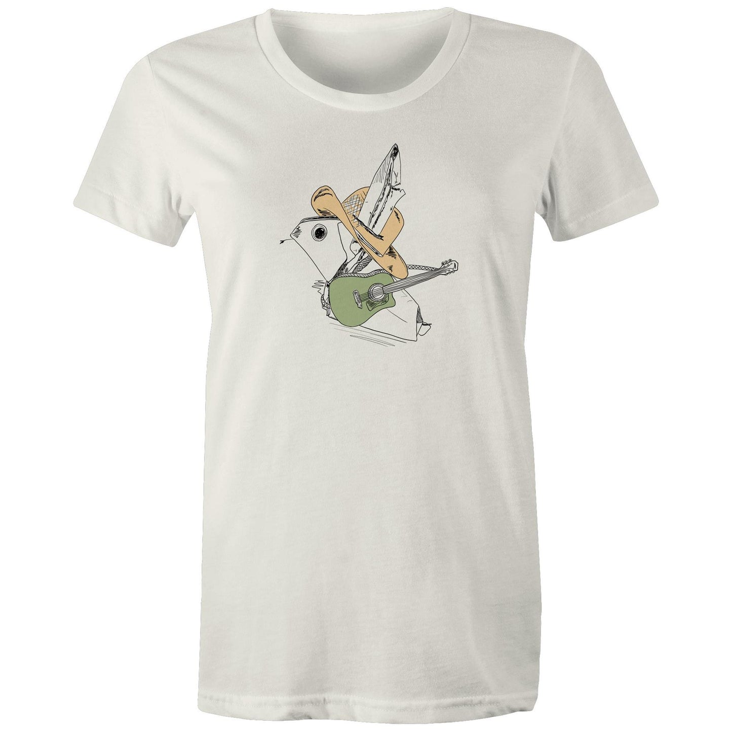 women’s tee green guitar origami cowboy