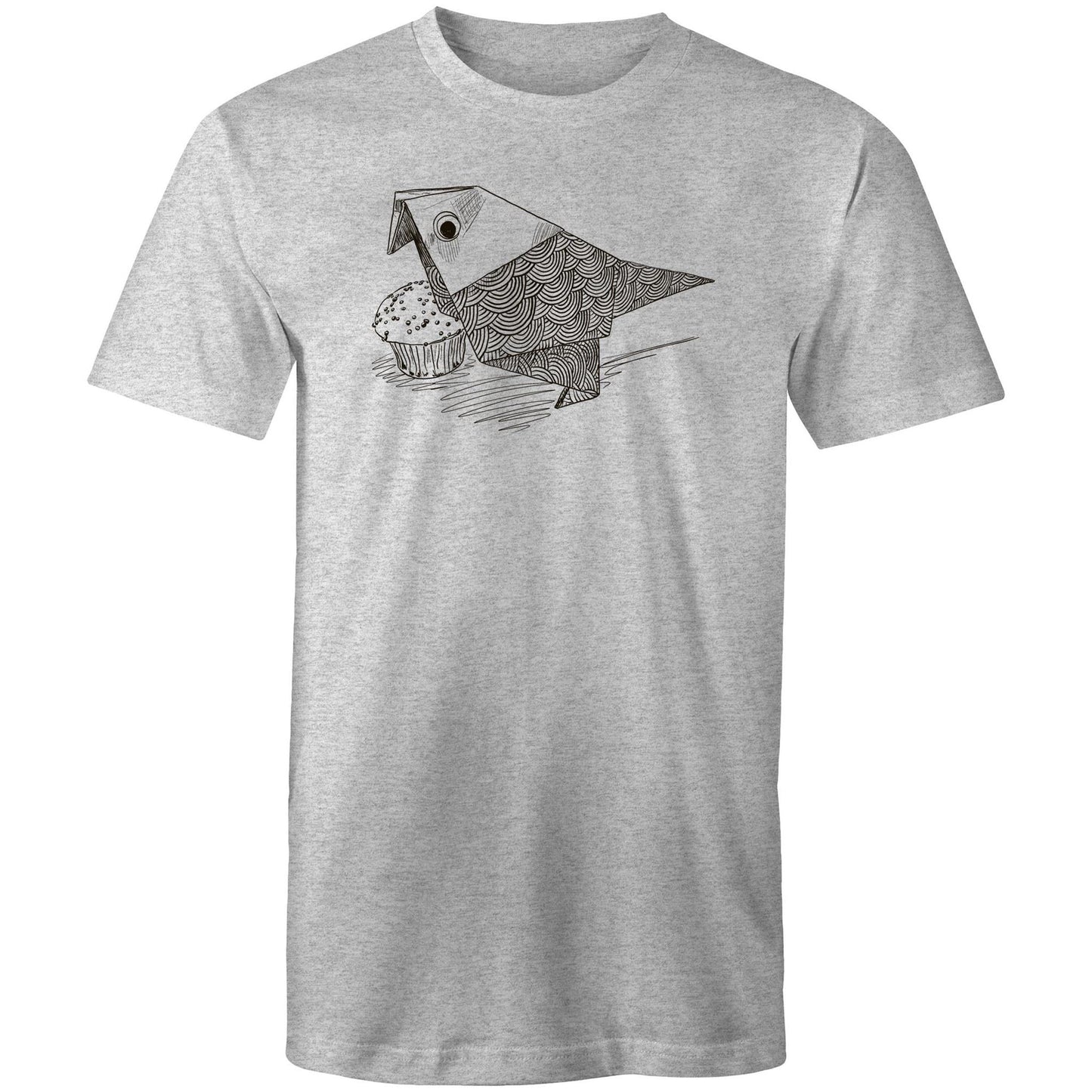 men’s tee origami bird with cake