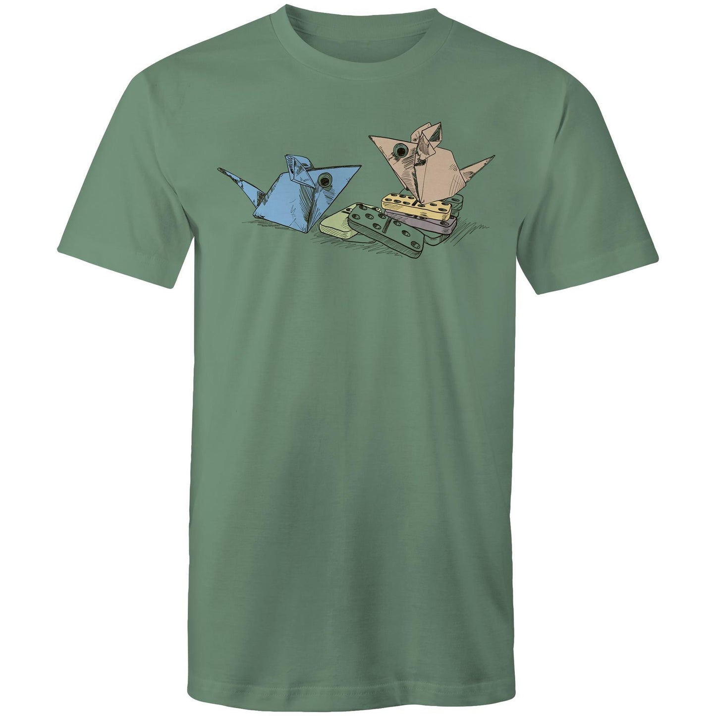 men’s tee origami mice with dominoes remix