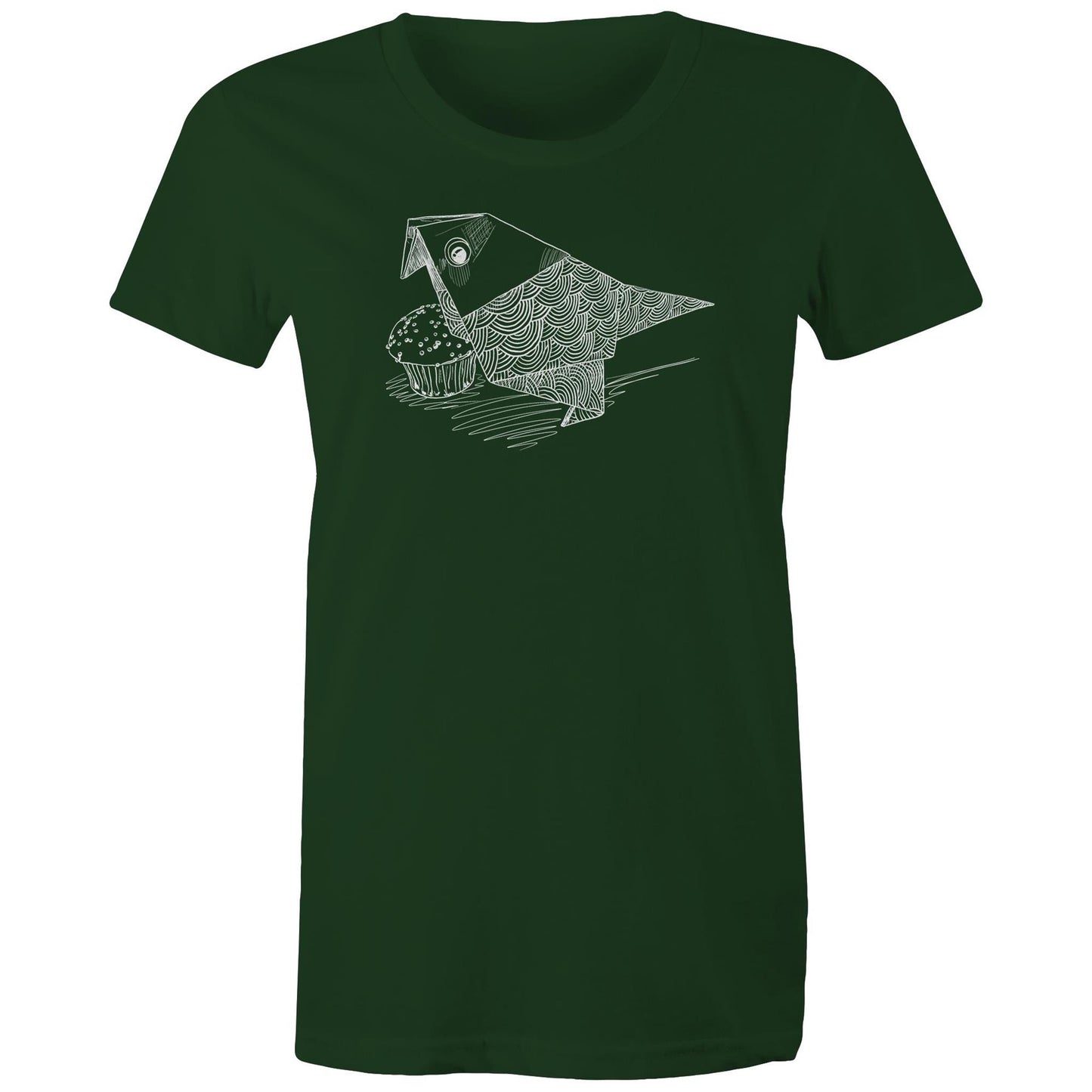 women’s tee origami bird with cake