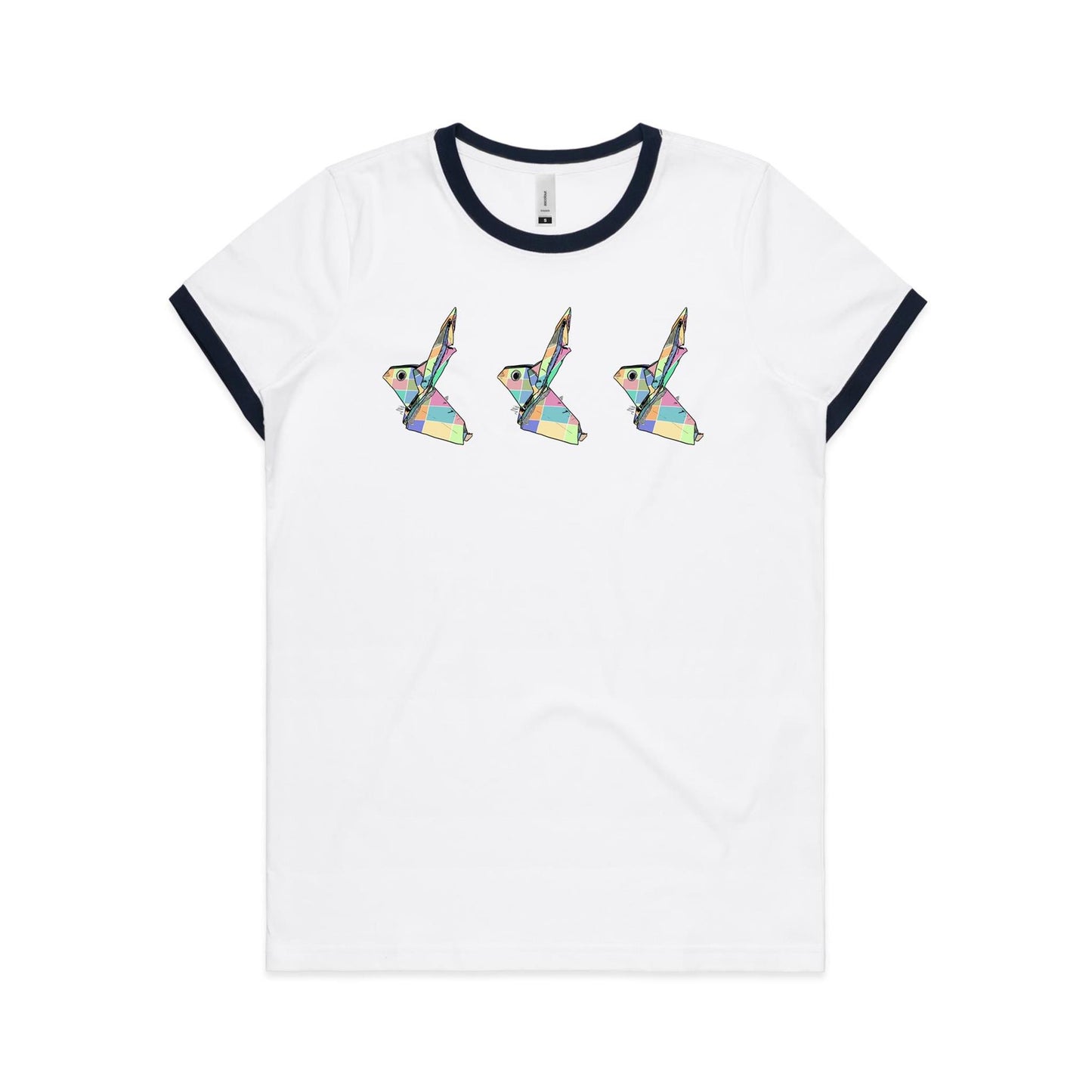 women’s tee ringer origami patchwork rabbits