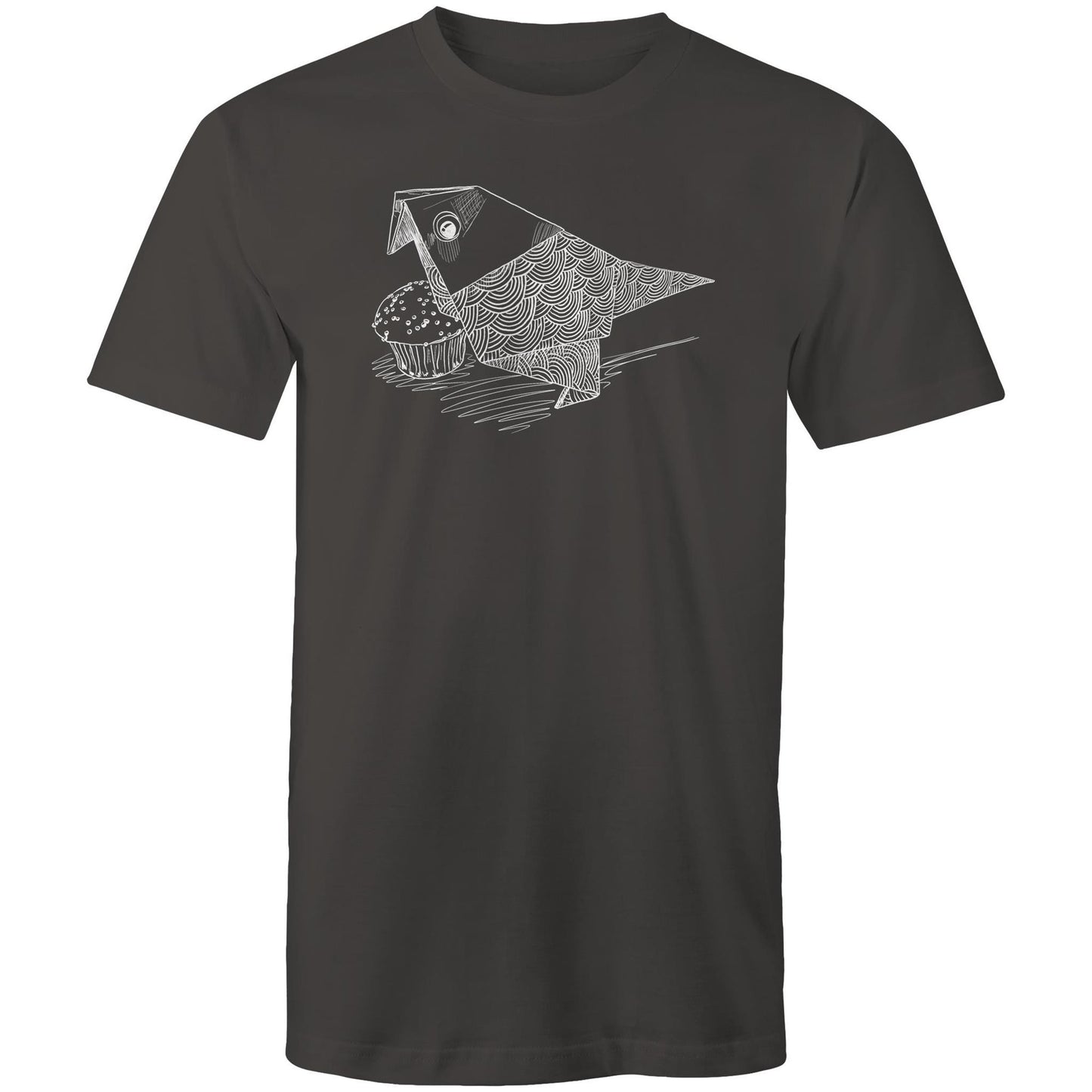 men’s tee origami bird with cake