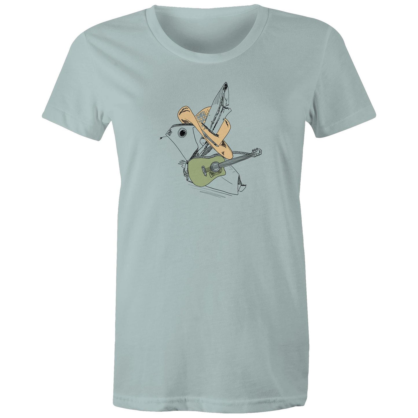 women’s tee green guitar origami cowboy