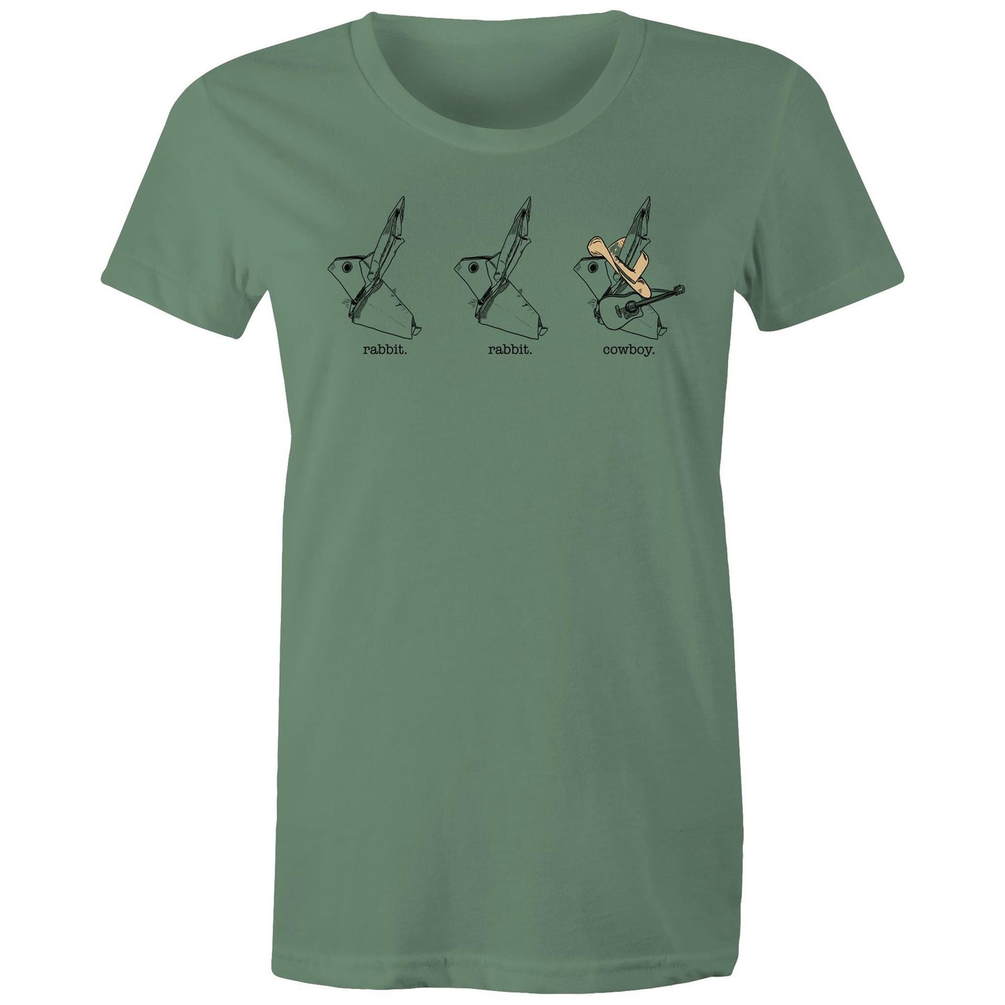 women’s tee origami rabbit rabbit cowboy