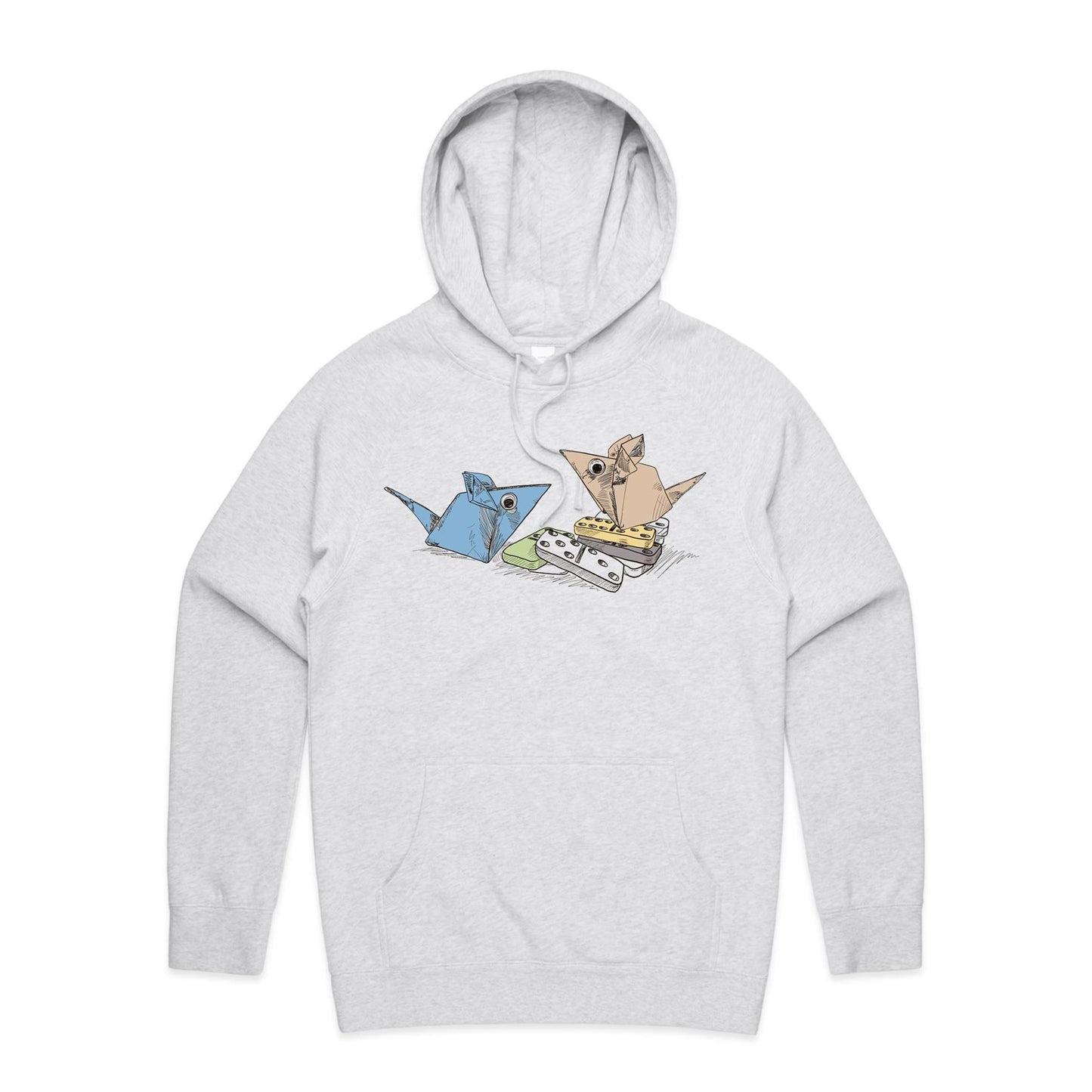 men’s hoodie origami mice with dominoes remix