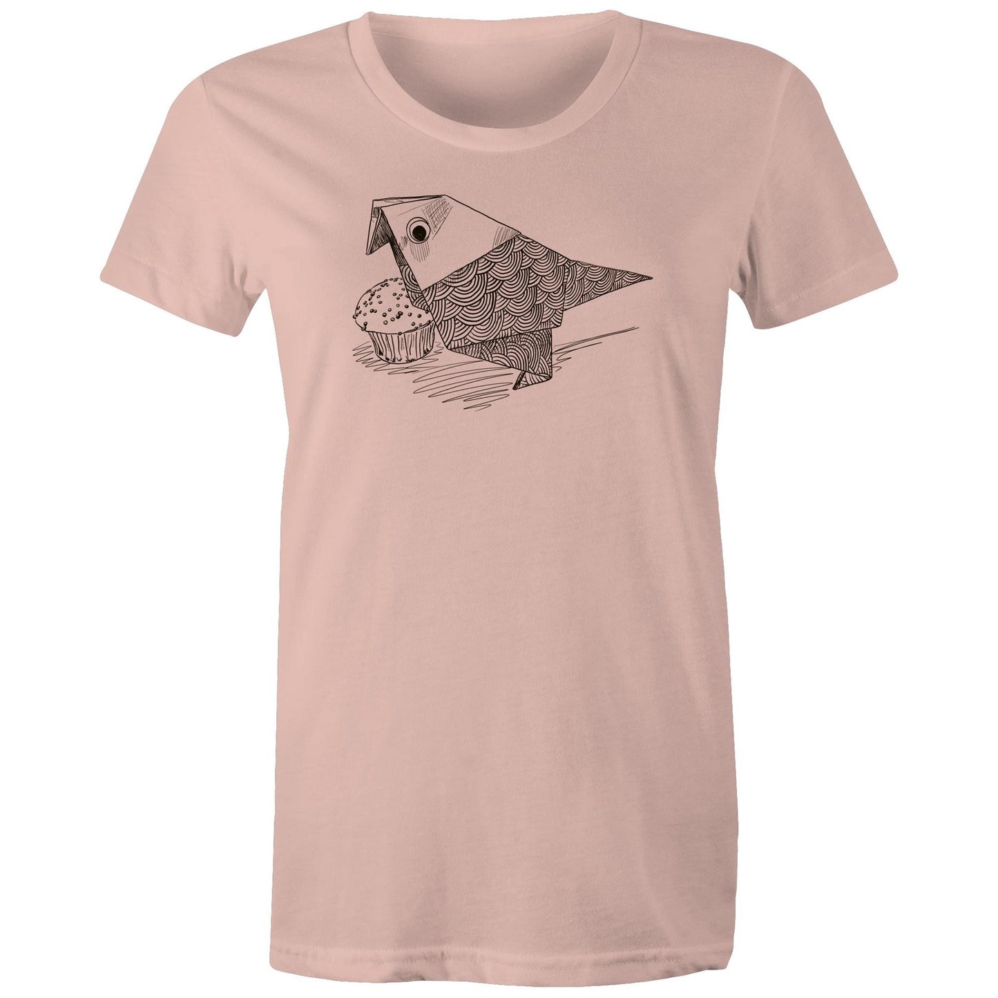 women’s tee origami bird with cake