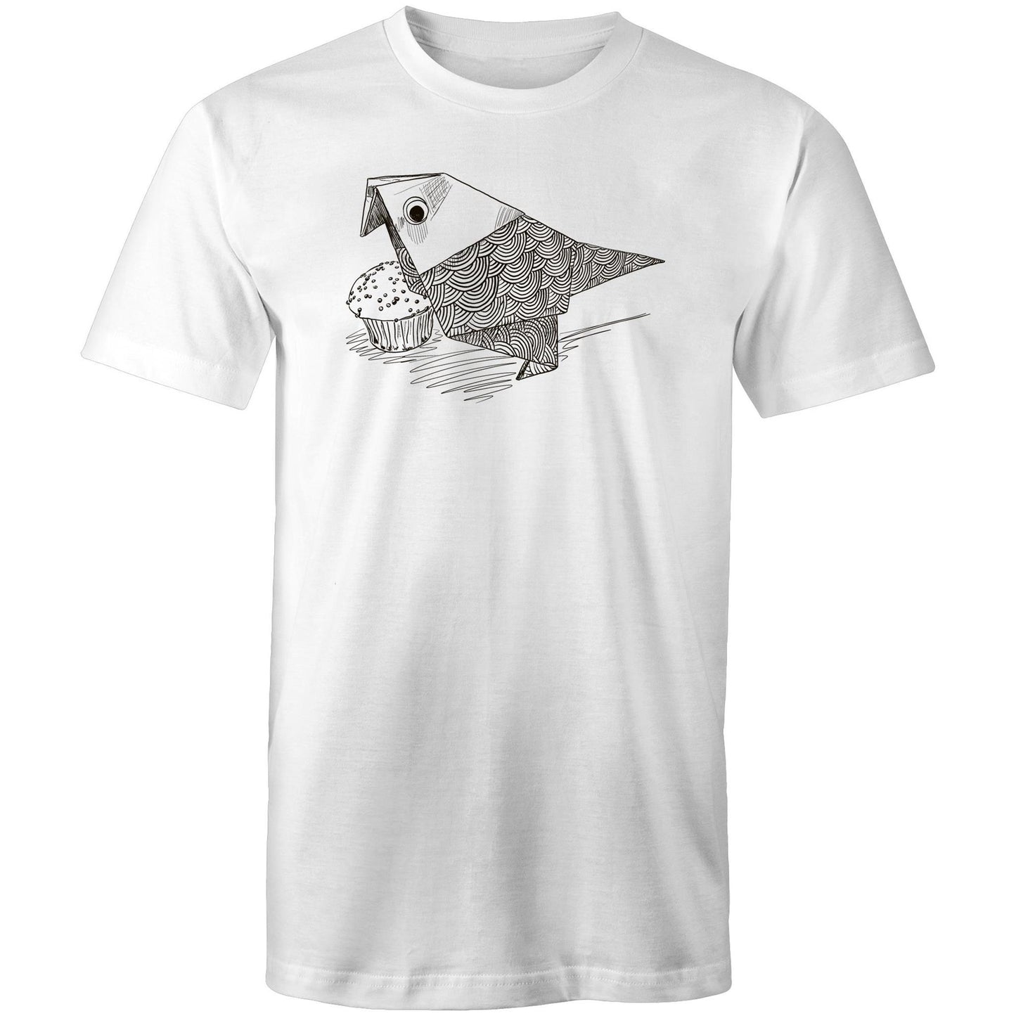 men’s tee origami bird with cake