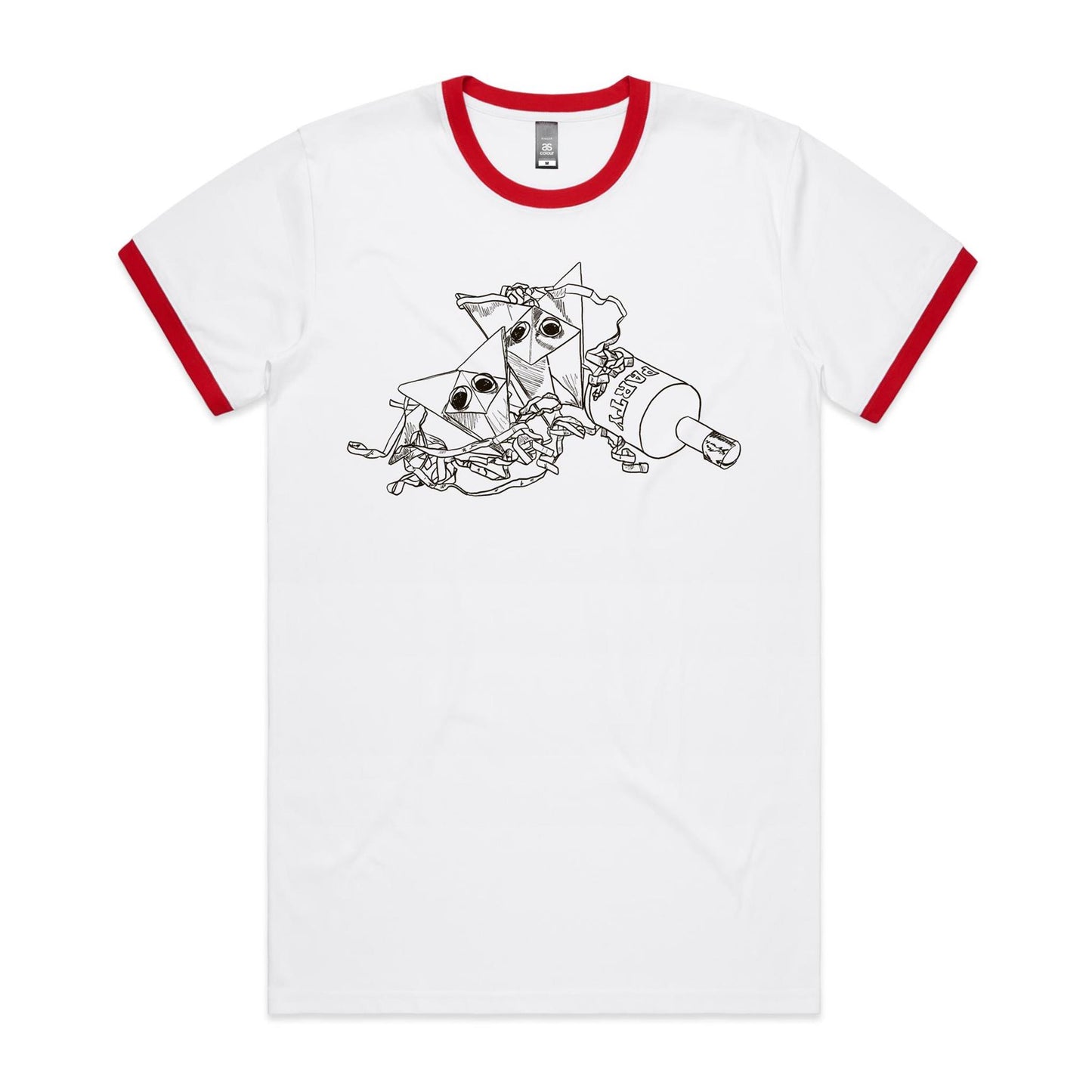 men’s ringer tee origami fox party