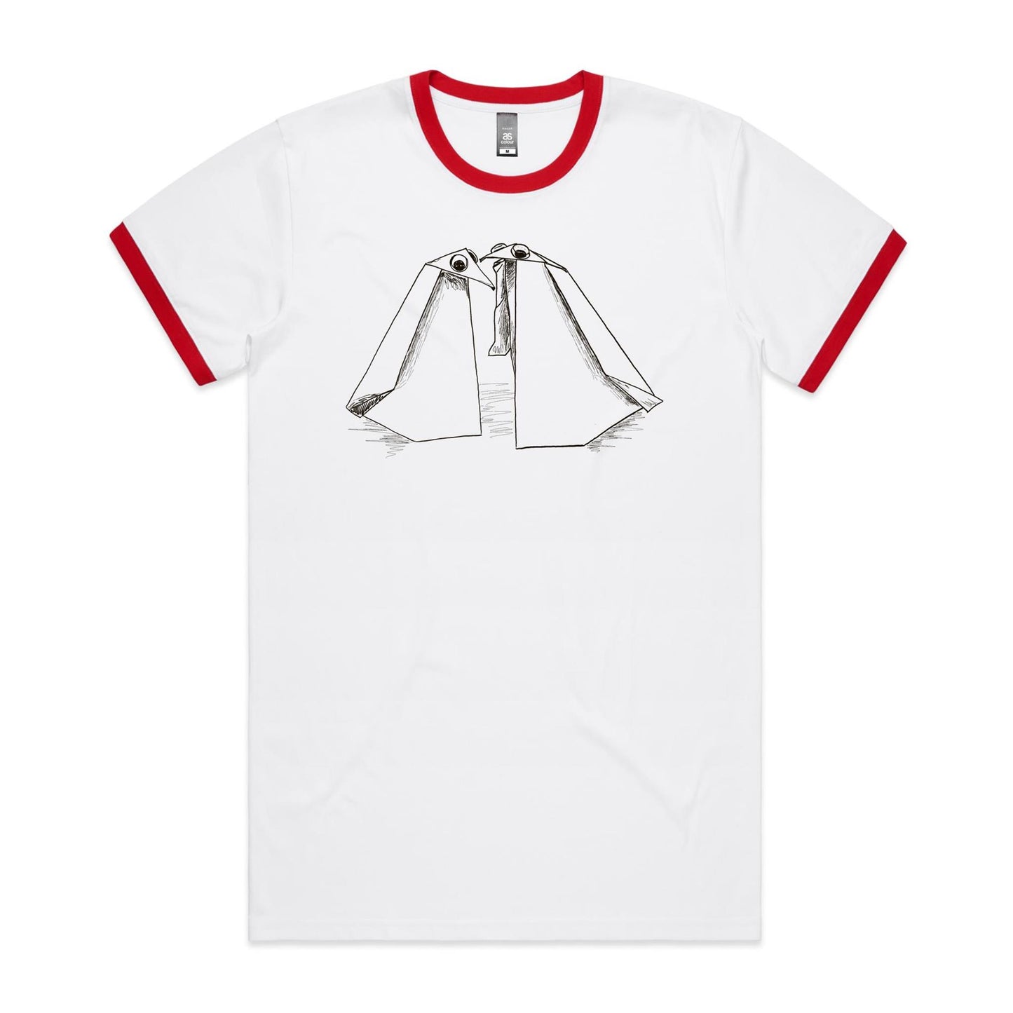 men’s ringer tee origami penguin pals