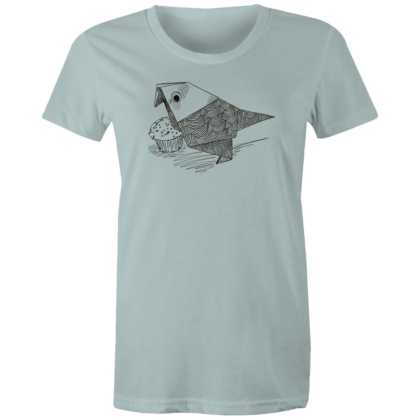 women’s tee origami bird with cake