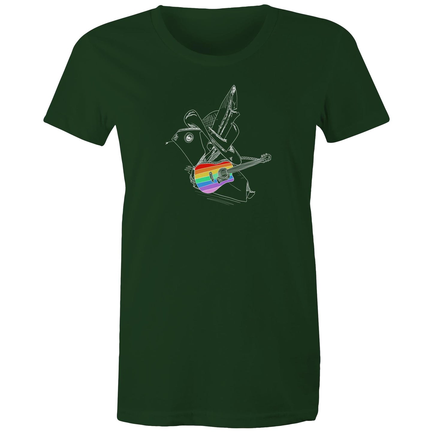 women’s tee origami rainbow cowboy
