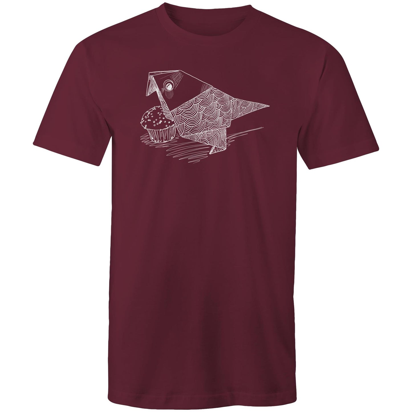 men’s tee origami bird with cake