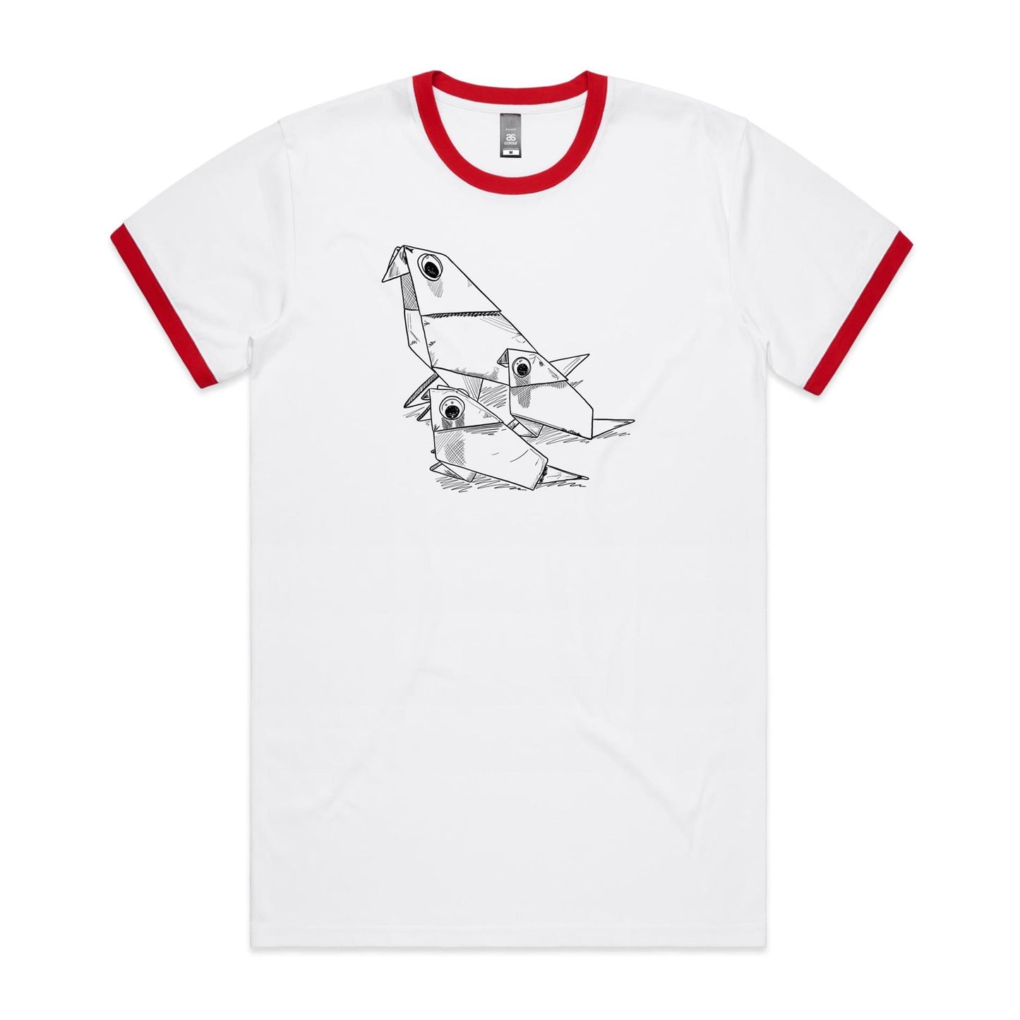 men’s ringer tee origami bird family