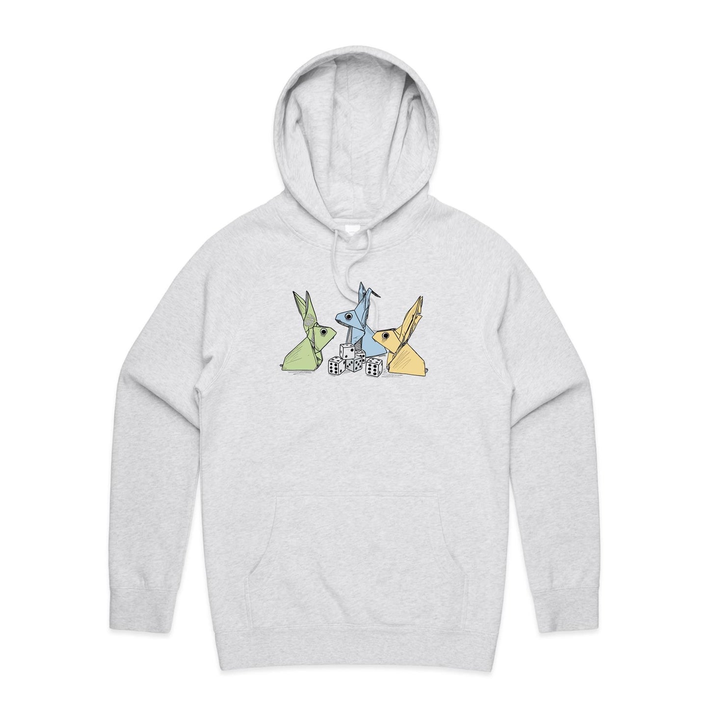 men’s hoodie origami rabbits with dice remix