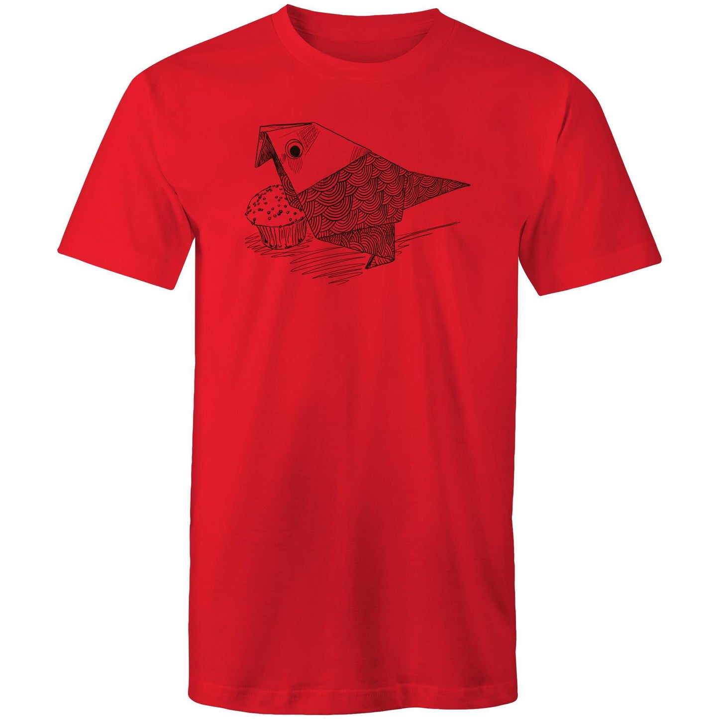 men’s tee origami bird with cake
