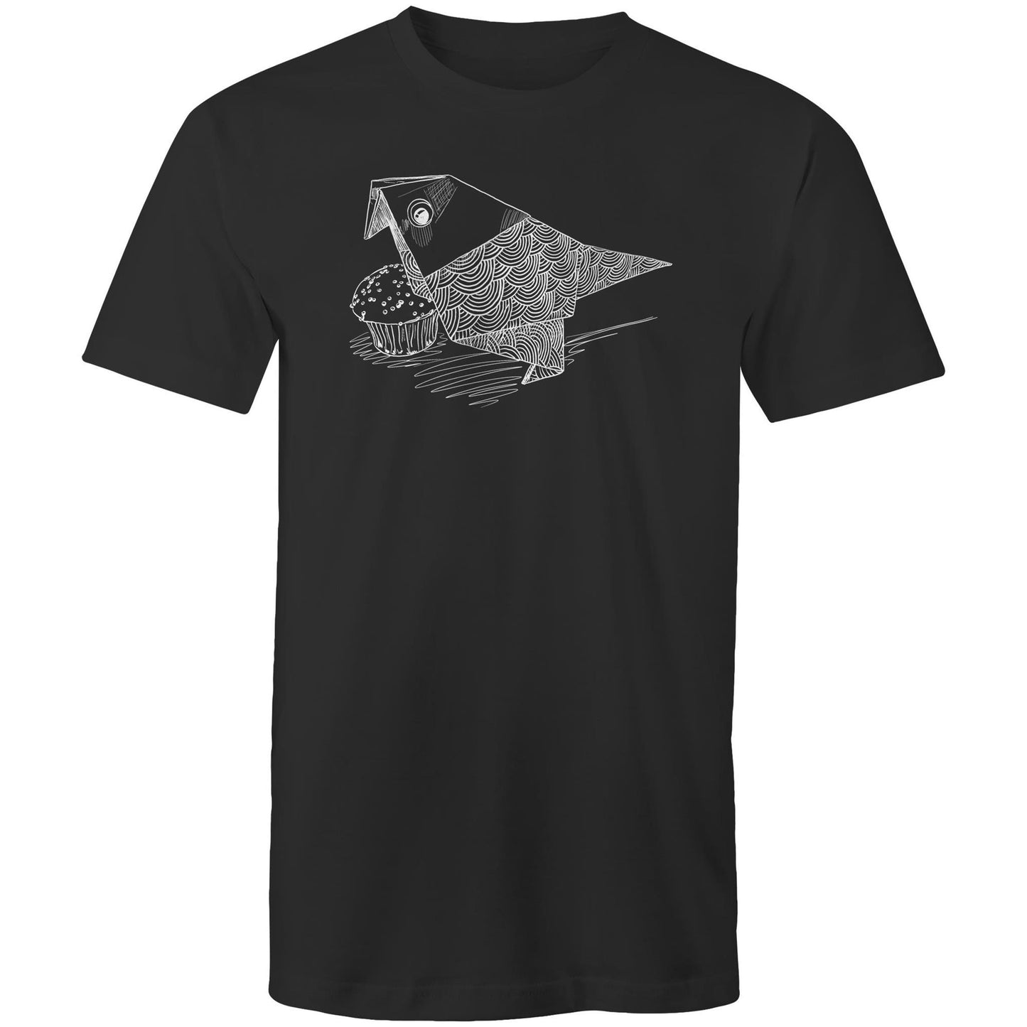 men’s tee origami bird with cake