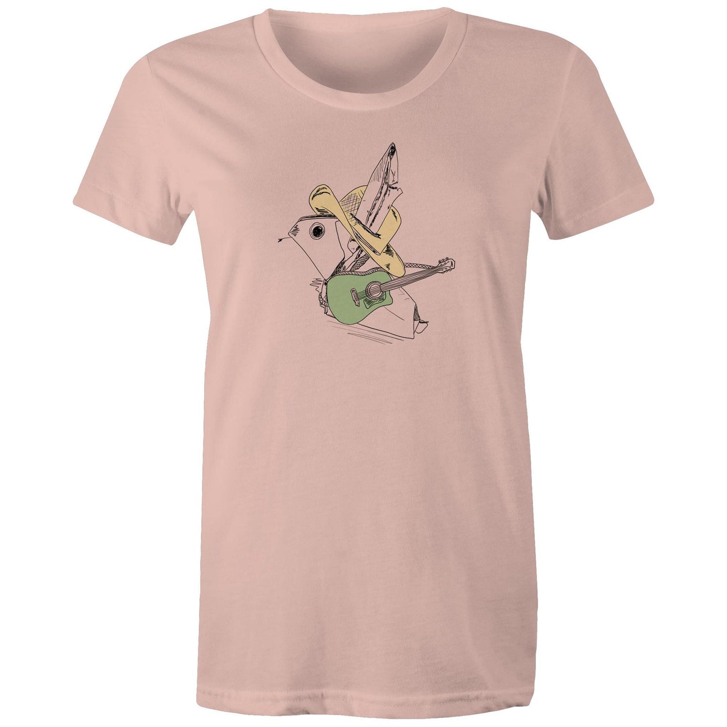 women’s tee green guitar origami cowboy