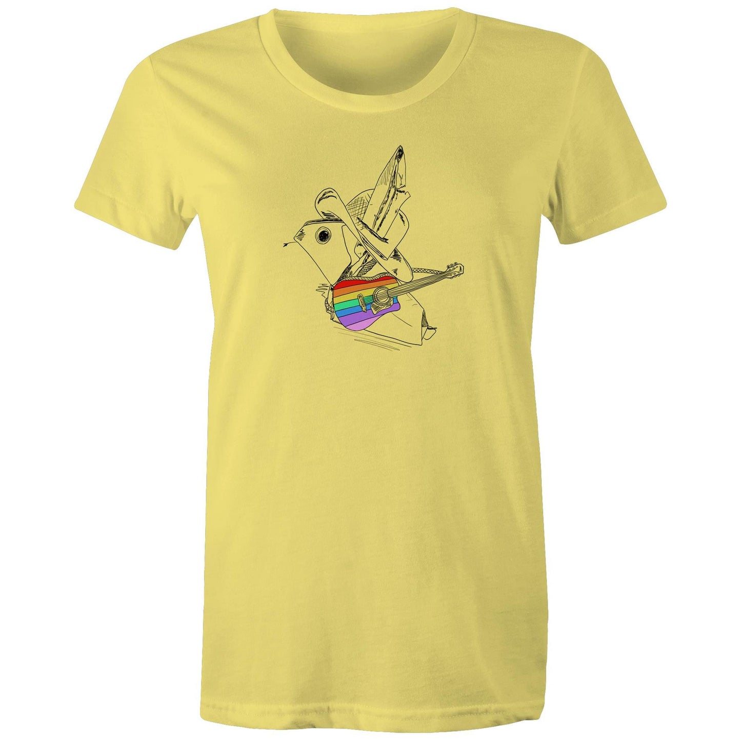 women’s tee origami rainbow cowboy