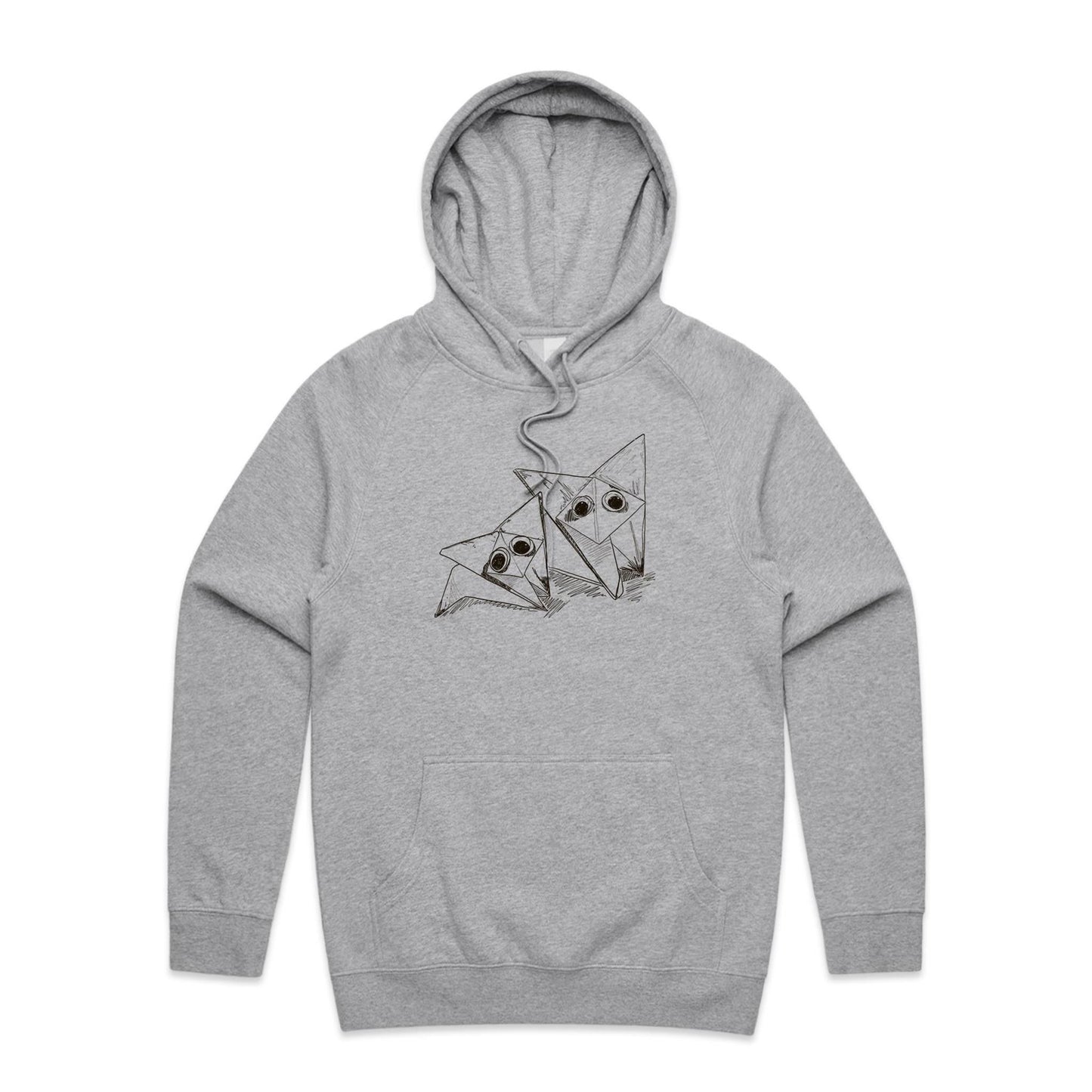 men’s hoodie origami fox friends