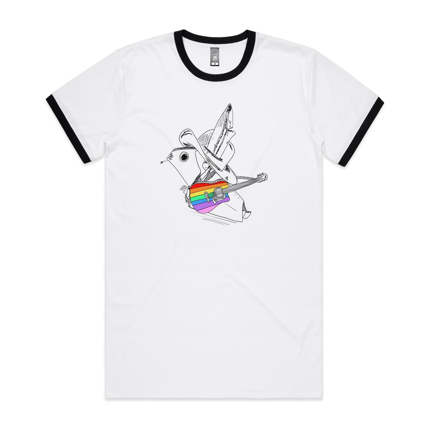 men’s ringer tee origami rainbow cowboy