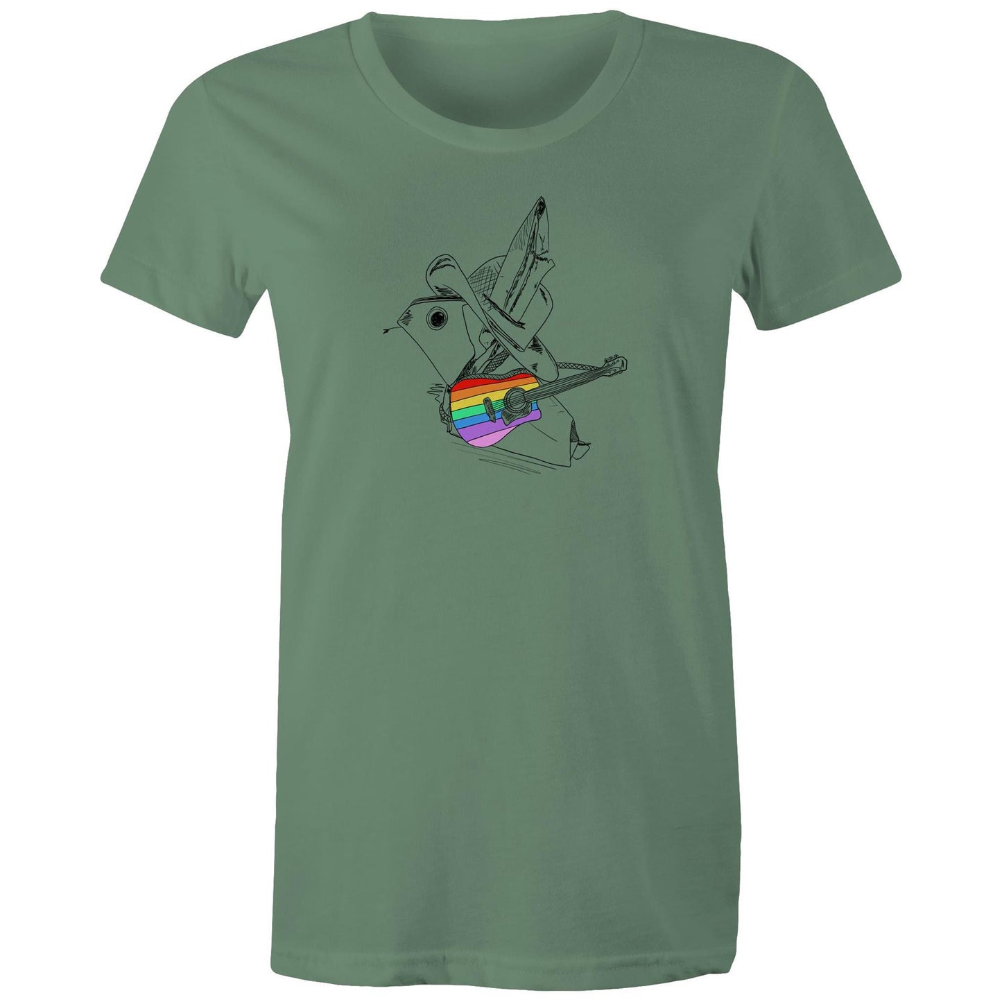 women’s tee origami rainbow cowboy