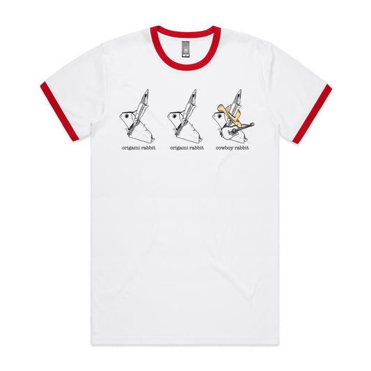 men’s ringer tee origami rabbit rabbit cowboy