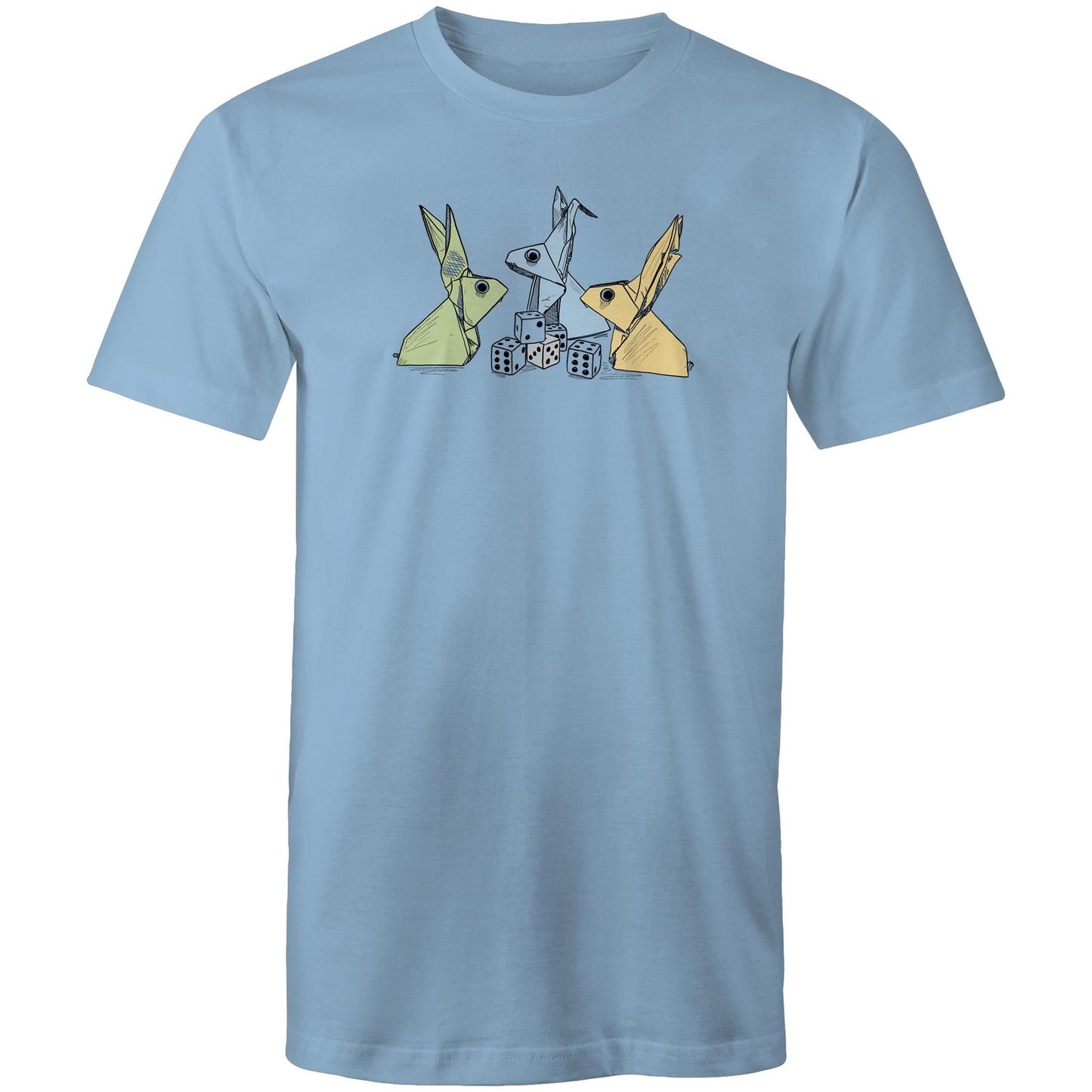 men’s tee origami rabbits with dice remix