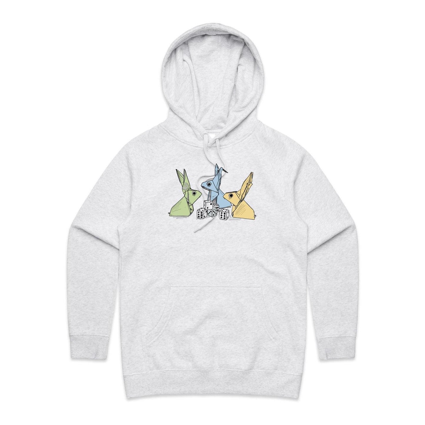 women’s hoodie origami rabbits with dice remix