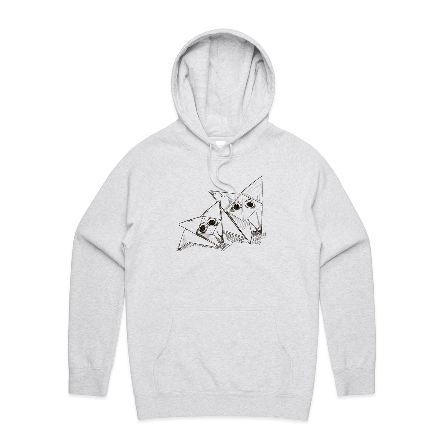 men’s hoodie origami fox friends