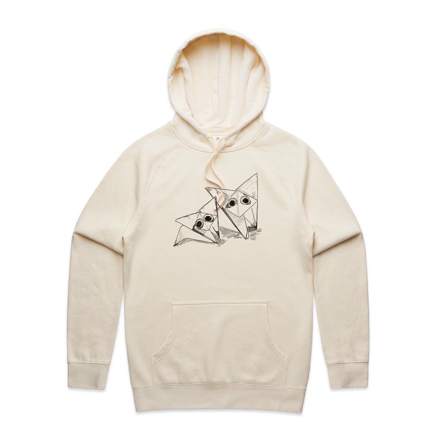 men’s hoodie origami fox friends