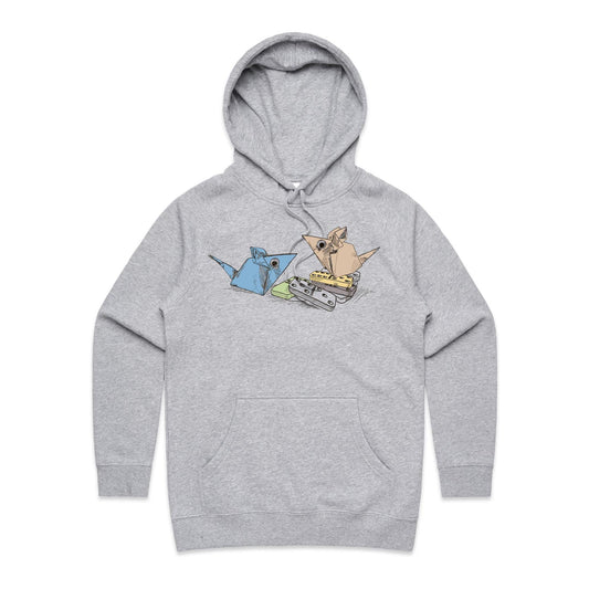 women’s hoodie origami mice with dominoes remix