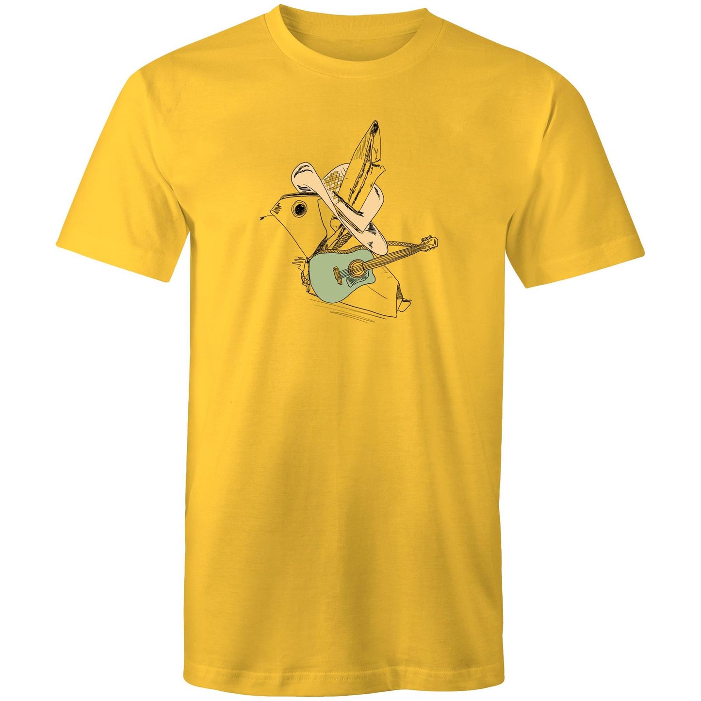 men’s tee green guitar origami cowboy