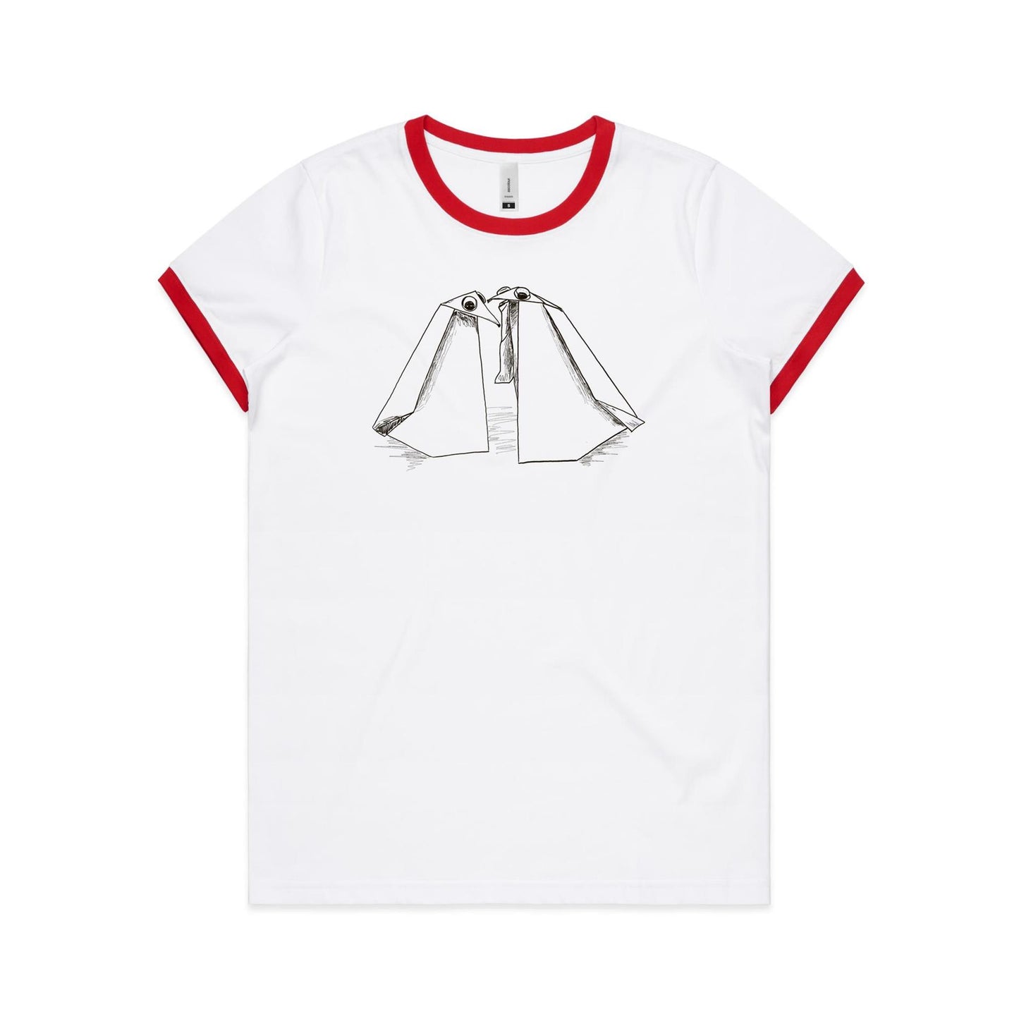 women's ringer tee origami penguin pals
