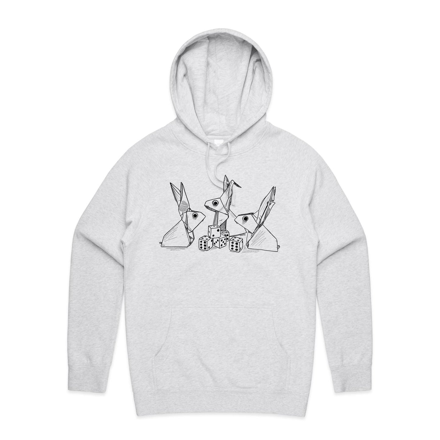 men’s hoodie origami rabbit with dice
