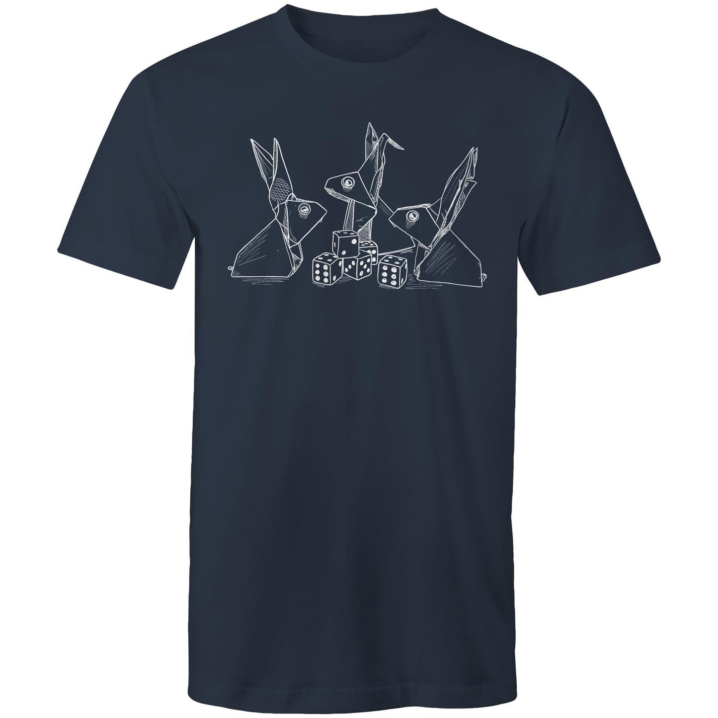 men’s tee origami rabbits with dice