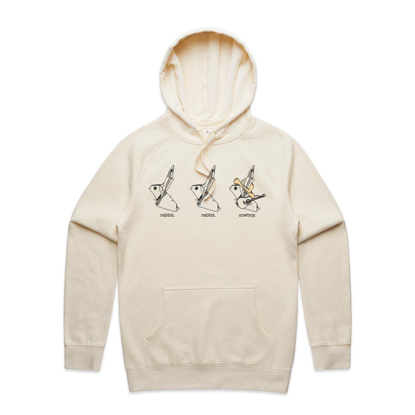 men’s hoodie origami rabbit rabbit cowboy