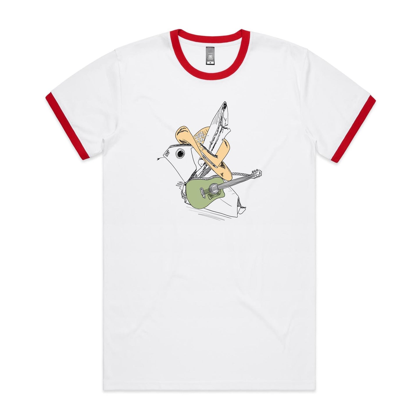 men’s ringer tee green guitar origami cowboy