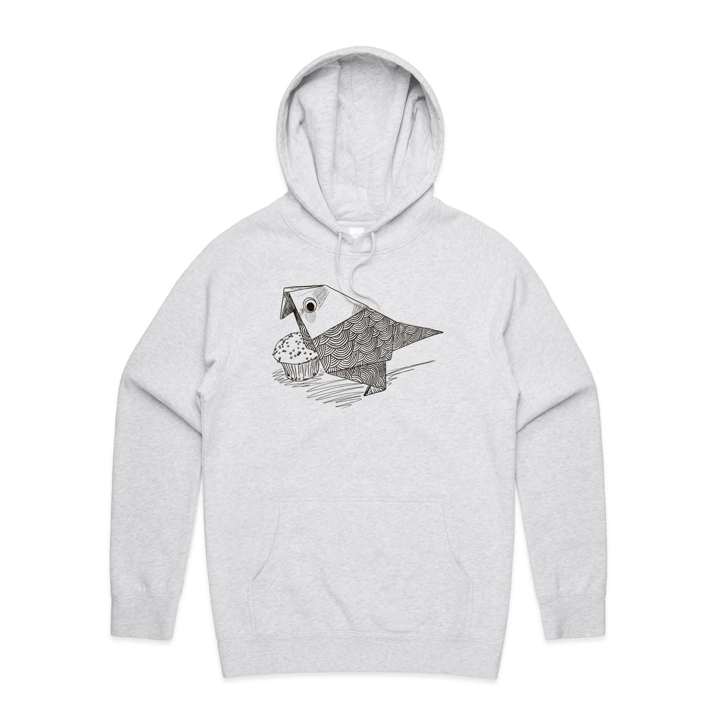 men’s hoodie origami bird with cake