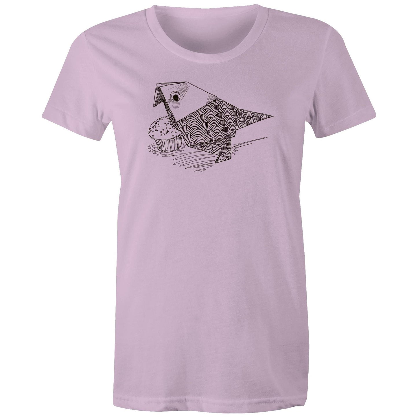women’s tee origami bird with cake