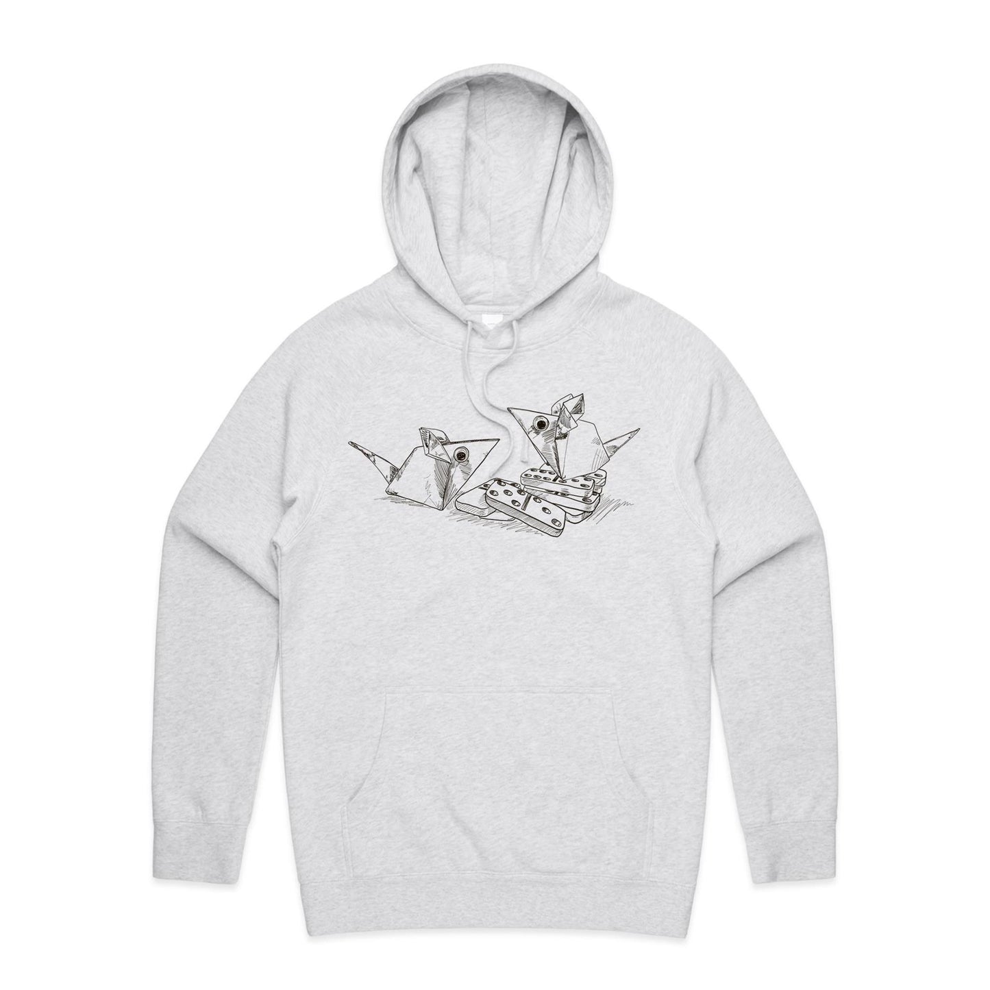 men’s hoodie origami mice with dominoes