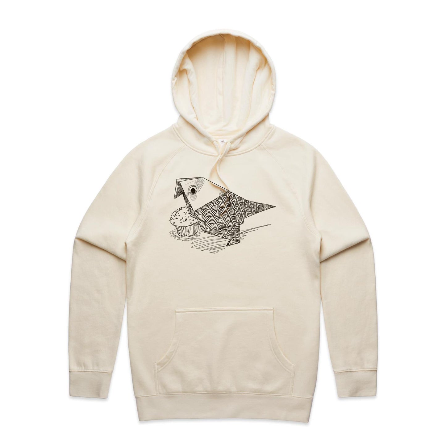 men’s hoodie origami bird with cake