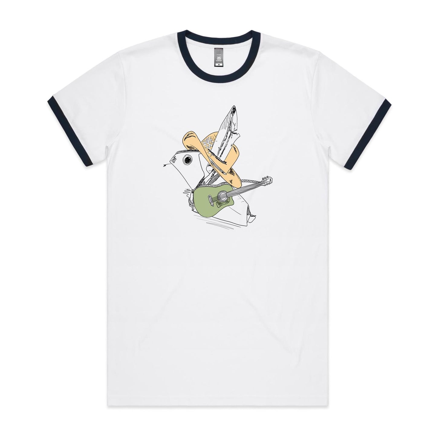 men’s ringer tee green guitar origami cowboy