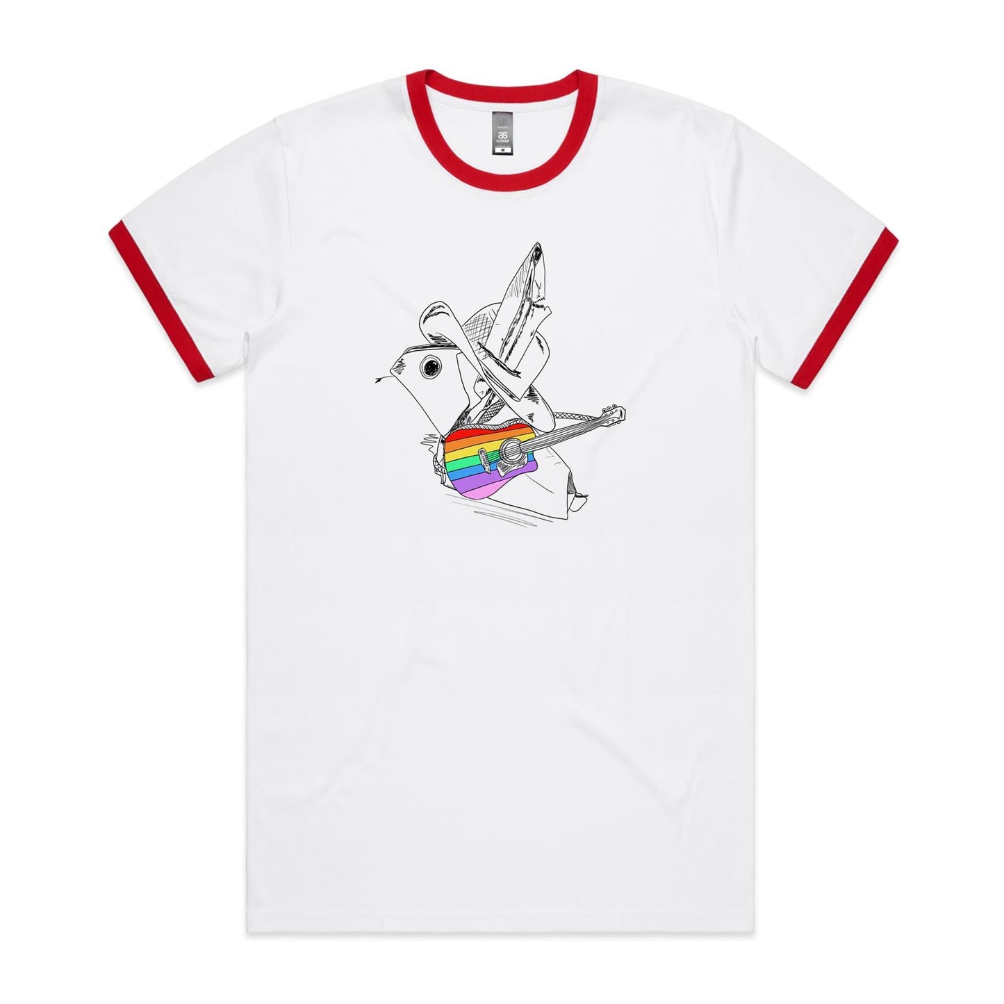 men’s ringer tee origami rainbow cowboy