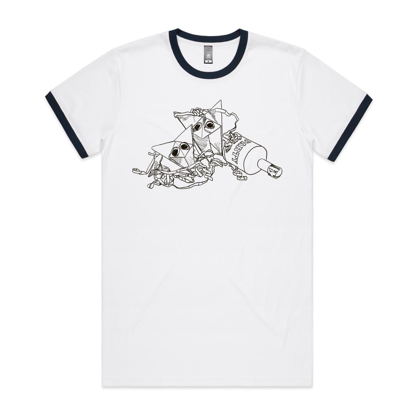 men’s ringer tee origami fox party