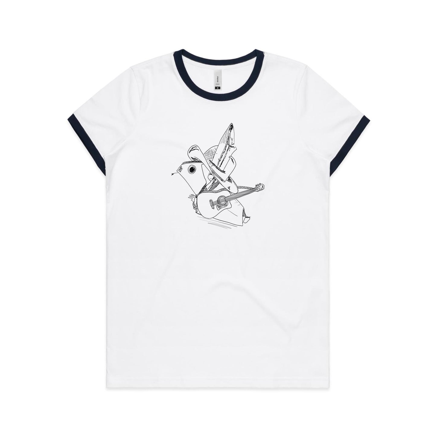 women’s ringer tee classic origami cowboy