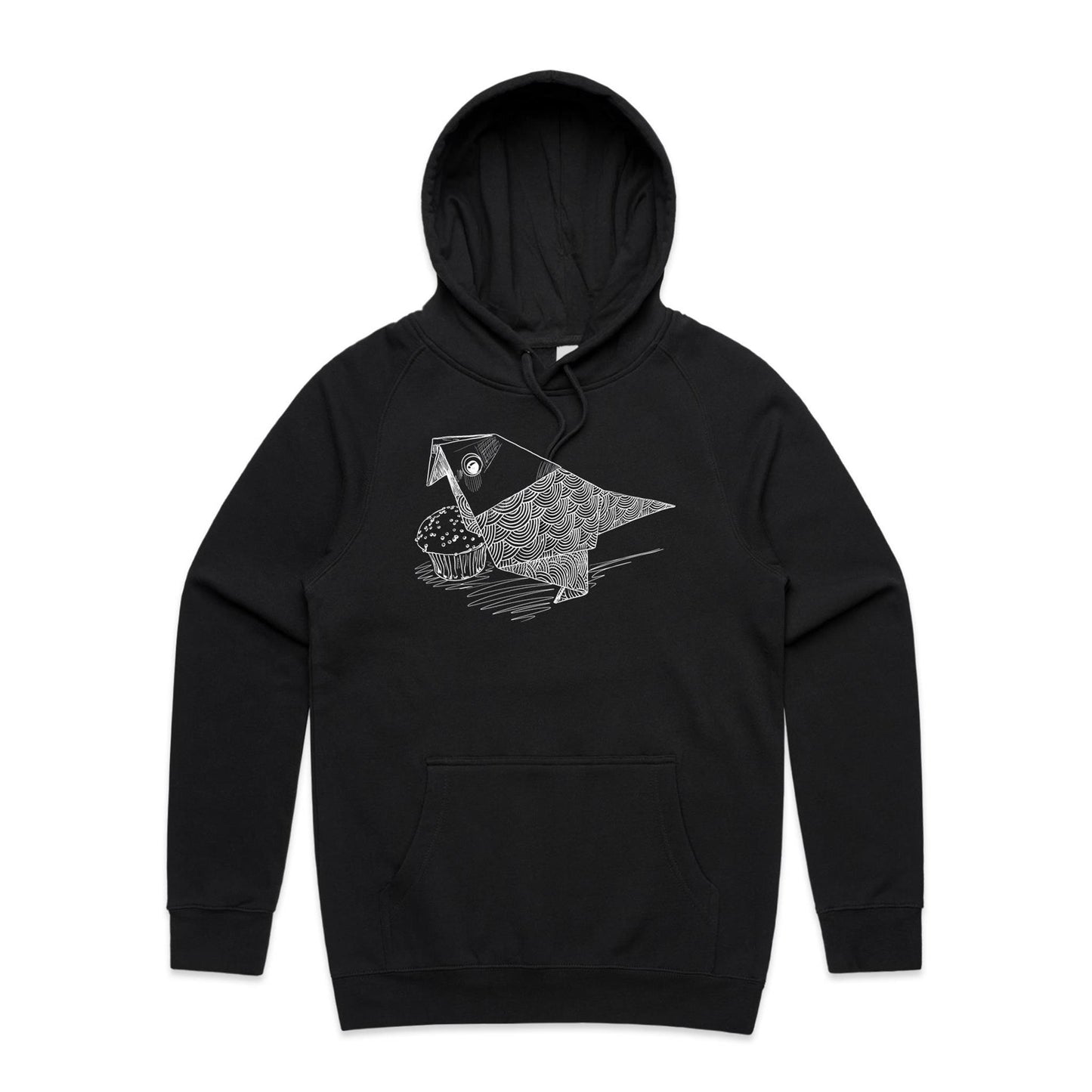 men’s hoodie origami bird with cake